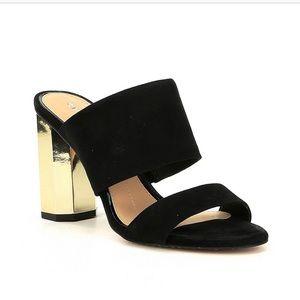 Gianni Bini Black Haulzy Suede Block Heel Mules